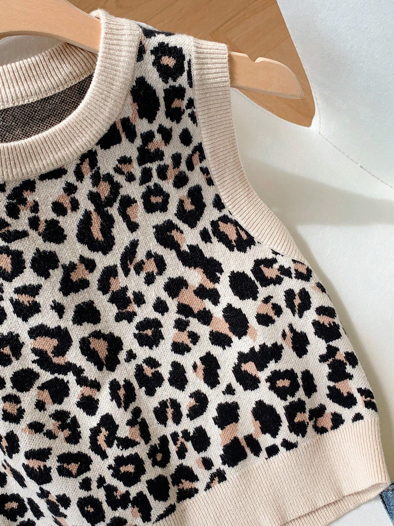  | SHEIN Comfortcana Casual Leopard Jacquard Women's Knitwear Top | Top | Shein | OneHub