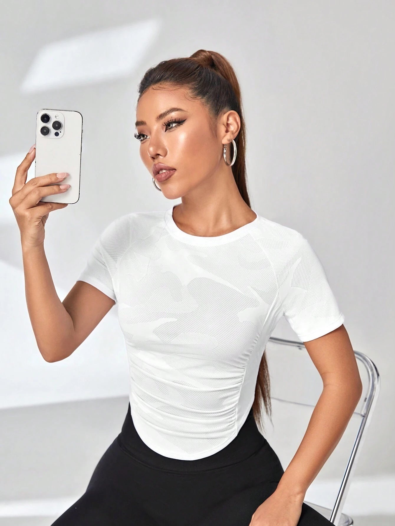  | SHEIN Cut Out Back Raglan Sleeve Crop Sports Tee Fitted Shirt | Sports Tee | Shein | OneHub