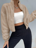 SHEIN Drop Shoulder Zip Up Jacket Fall Winter Cloth For Women