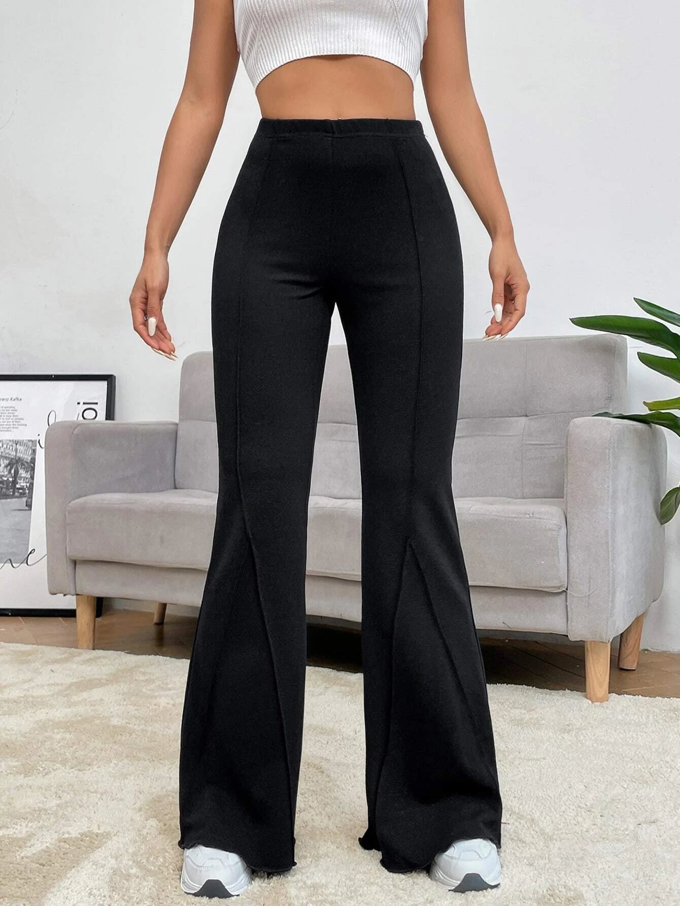  | SHEIN EZwear Balletcore Seam Front Flare Leg Back Pants | Pants | Shein | OneHub