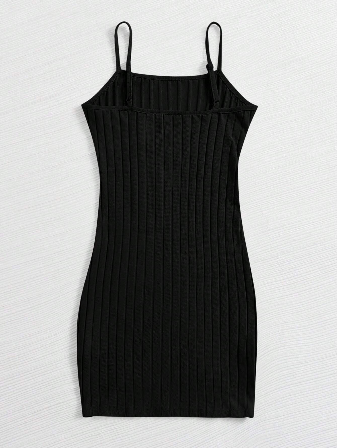 SHEIN EZwear Black Ribbed Cami Bodycon Mini Dress | Dress | OneHub SHEIN EZwear Black Ribbed Cami Bodycon Mini Dress | Dress | OneHub