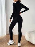  | SHEIN EZwear Black Two Piece Set Sportswear Zip Up Jacket & Leggings | Leggings | Shein | OneHub
