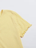 | SHEIN EZwear Button Front Lettuce Trim Crop Top | Top | Shein | OneHub