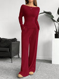  | SHEIN EZwear Red Knitted Women Bodysuit Set | Top and Pant Set | Shein | OneHub