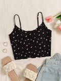 SHEIN EZwear Ditsy Floral Lettuce Trim Cami Top