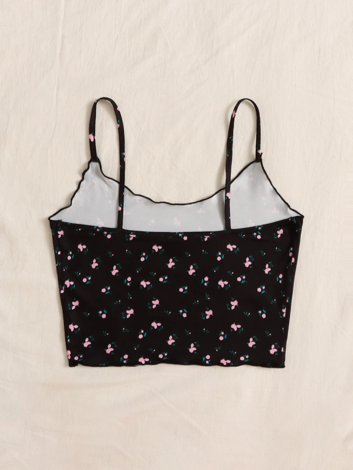  | SHEIN EZwear Ditsy Floral Lettuce Trim Cami Top | Tee | Shein | OneHub