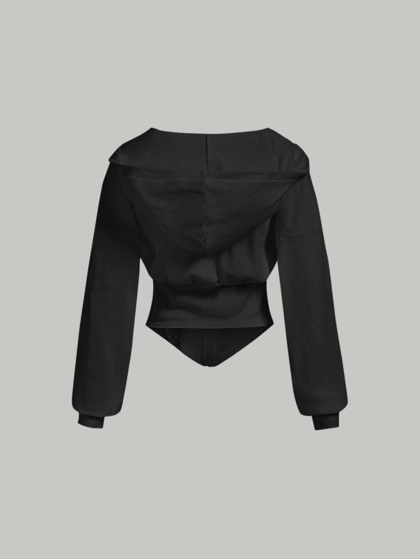 SHEIN EZwear Drop Shoulder Heathered Knit Zip-Up Hoodie,Long Sleeve Tops In Fall/Winter