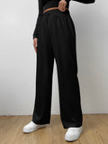 SHEIN EZwear Elastic Waist Tie Front Straight Leg Pants