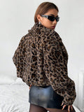  | SHEIN EZwear Fashionable Leopard Fluffy Cropped Regular Jacket, Autumn/Winter | Sweater | Shein | OneHub