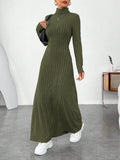  | SHEIN EZwear Green Turtleneck Solid Color Fleece Ribbed Dress | Dress | Shein | OneHub