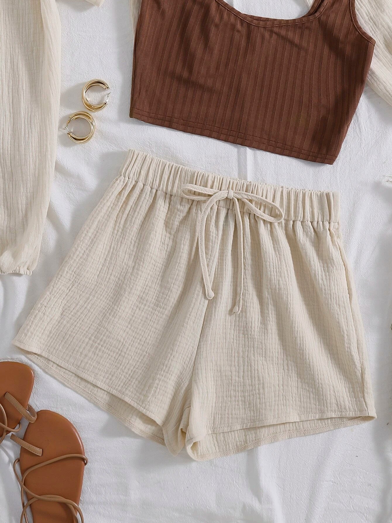  | SHEIN EZwear Knot Waist Wide Leg Shorts | Pants | Shein | OneHub