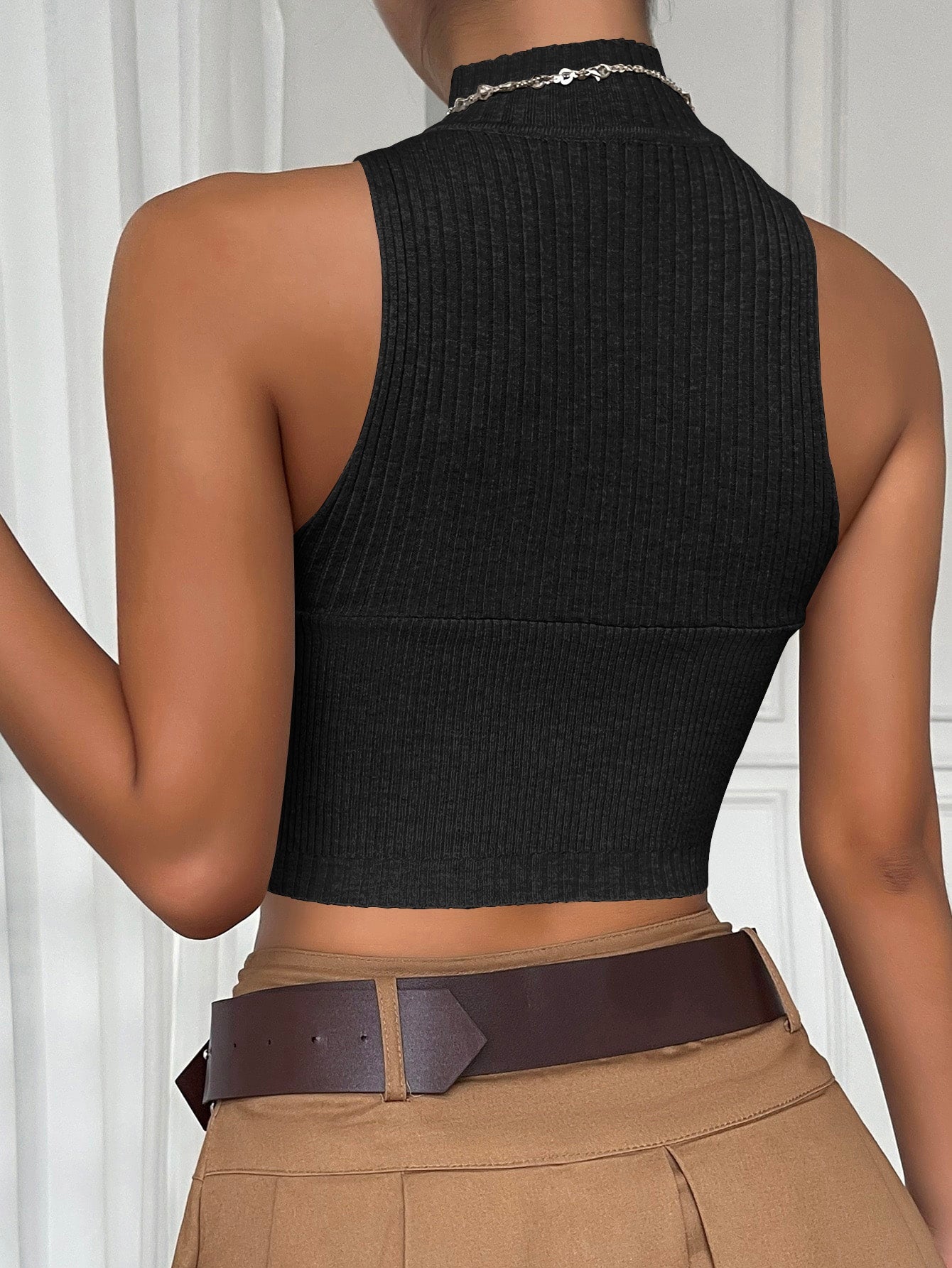  | SHEIN EZwear Mock Neck Crop Knit Top | Skirt | Shein | OneHub