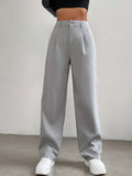 SHEIN EZwear Plicated Detail Straight Leg Pants