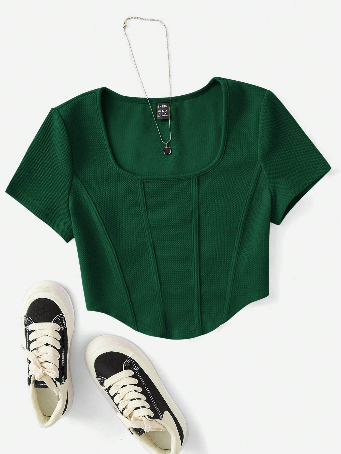  | SHEIN EZwear Scoop Neck Seam Front Tee | Tee | Shein | OneHub