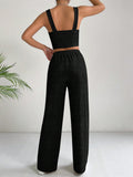  | SHEIN EZwear Solid Crop Cami Top & Wide Leg Pants | Top and Pant Set | Shein | OneHub