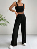  | SHEIN EZwear Solid Crop Cami Top & Wide Leg Pants | Top and Pant Set | Shein | OneHub