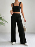  | SHEIN EZwear Solid Crop Cami Top & Wide Leg Pants | Top and Pant Set | Shein | OneHub