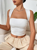 SHEIN EZwear Solid Ruched Crop Tank Top