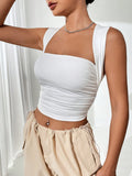  | SHEIN EZwear Solid Ruched Crop Tank Top | Top | Shein | OneHub