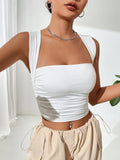  | SHEIN EZwear Solid Ruched Crop Tank Top | Top | Shein | OneHub