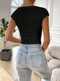  | SHEIN EZwear Solid Ruched Side Cowl Neck Tee | Top | Shein | OneHub