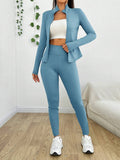 | SHEIN EZwear Sportswear Zip Up Jacket & Leggings ,2 Piece Set Blue | Sports Set | Shein | OneHub