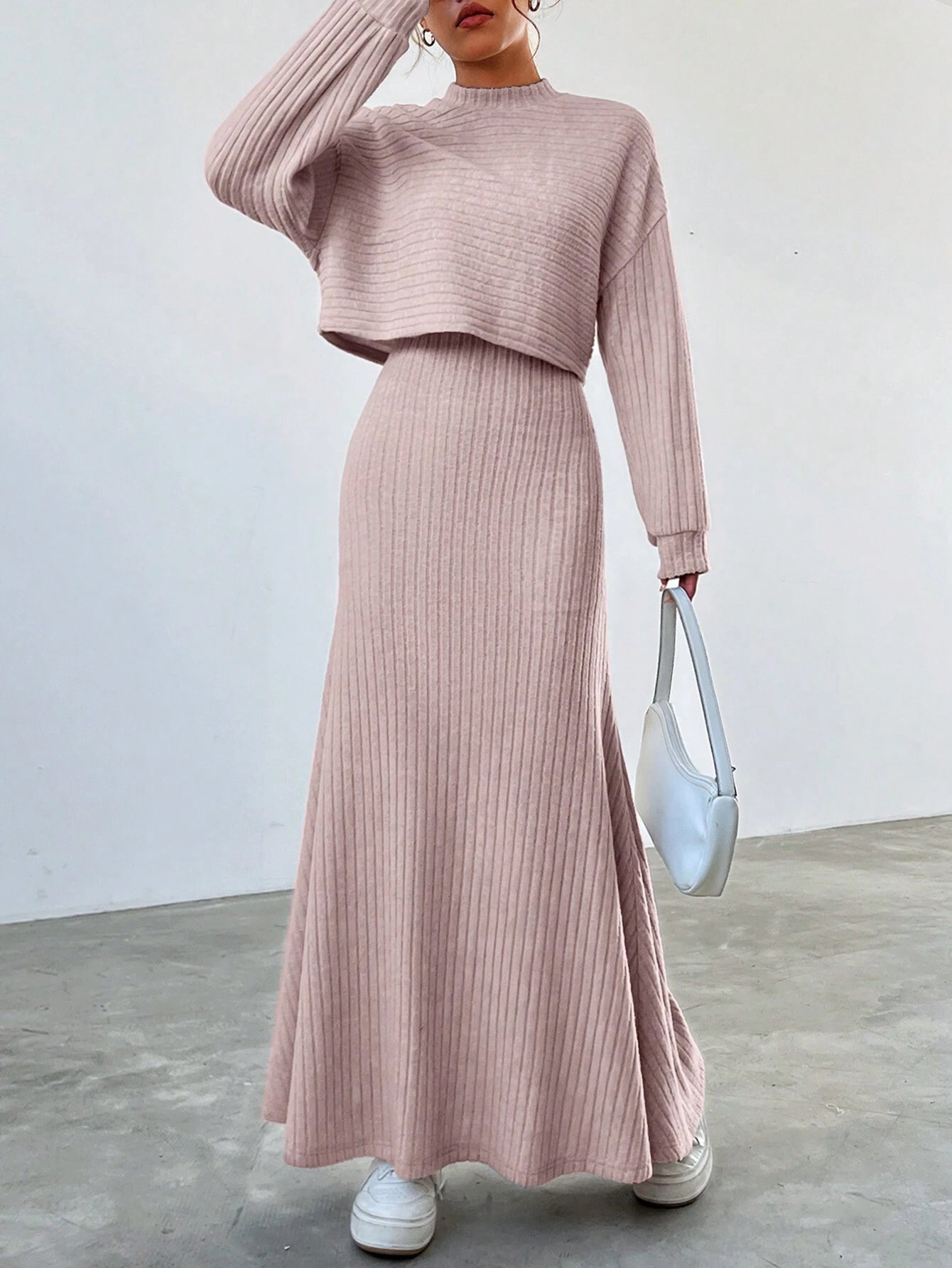  | SHEIN EZwear Women's Drop Shoulder Long Sleeve T-Shirt And Skirt Two Piece Set | Top and Pant Set | Shein | OneHub