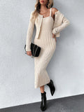  | SHEIN Essnce Cable Knit Cami Sweater Dress & Cardigan | Dress | Shein | OneHub