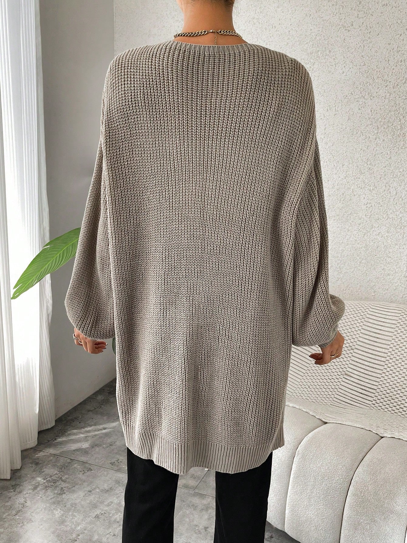  | SHEIN Essnce Drop Shoulder Open Front Ribbed Knit Duster Cardigan | Sweater | Shein | OneHub