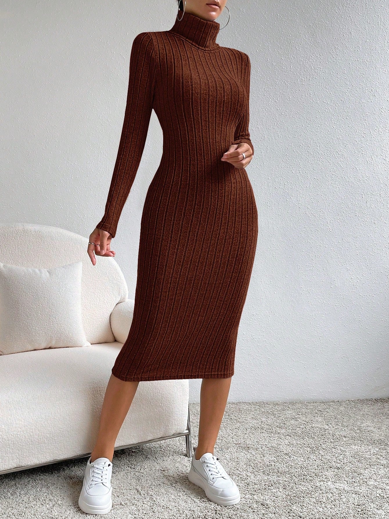  | SHEIN Essnce High Neck Ribbed Knit Bodycon Dress | Dress | Shein | OneHub