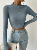  | SHEIN Essnce Mock Neck Ribbed Knit Crop Sweater | Sweater | Shein | OneHub