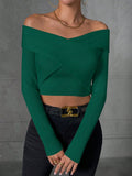  | SHEIN Essnce Off Shoulder Ribbed Knit Crop Sweater | Sweater | Shein | OneHub