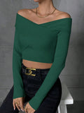  | SHEIN Essnce Off Shoulder Ribbed Knit Crop Sweater | Sweater | Shein | OneHub