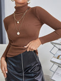  | SHEIN Essnce Solid High Neck Rib Knit Sweater | Sweater | Shein | OneHub