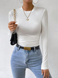  | SHEIN Essnce Solid Ruched Slim Fit Tee | Blouse | Shein | OneHub