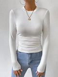  | SHEIN Essnce Solid Ruched Slim Fit Tee | Blouse | Shein | OneHub
