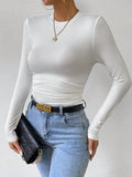  | SHEIN Essnce Solid Ruched Slim Fit Tee | Blouse | Shein | OneHub