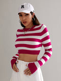  | SHEIN Essnce Striped Pattern Crop Sweater | Top | Shein | OneHub