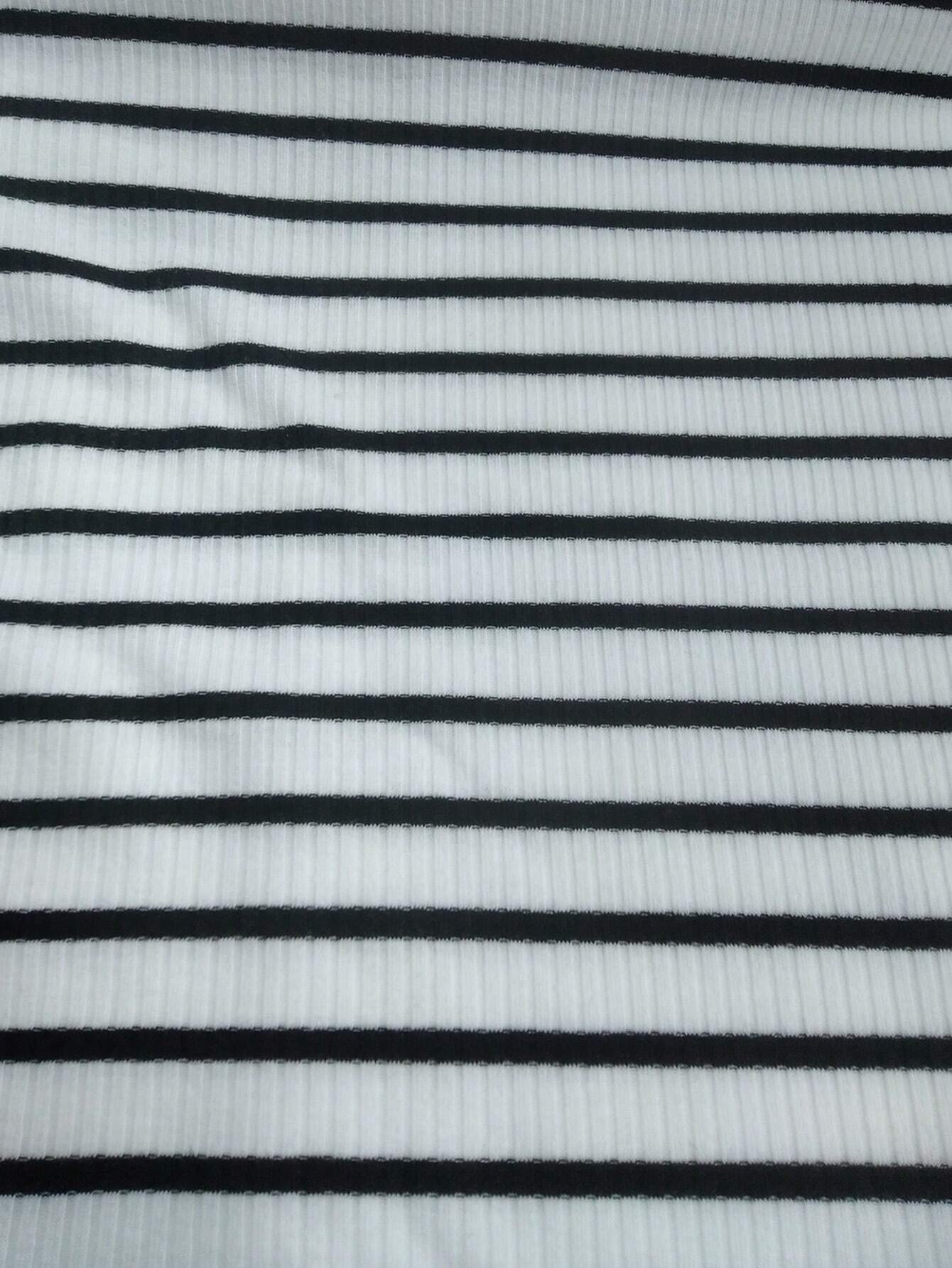  | SHEIN Essnce Striped Print Notched Neck Crop Tee & Split Thigh Skirt | Top and Pant Set | Shein | OneHub