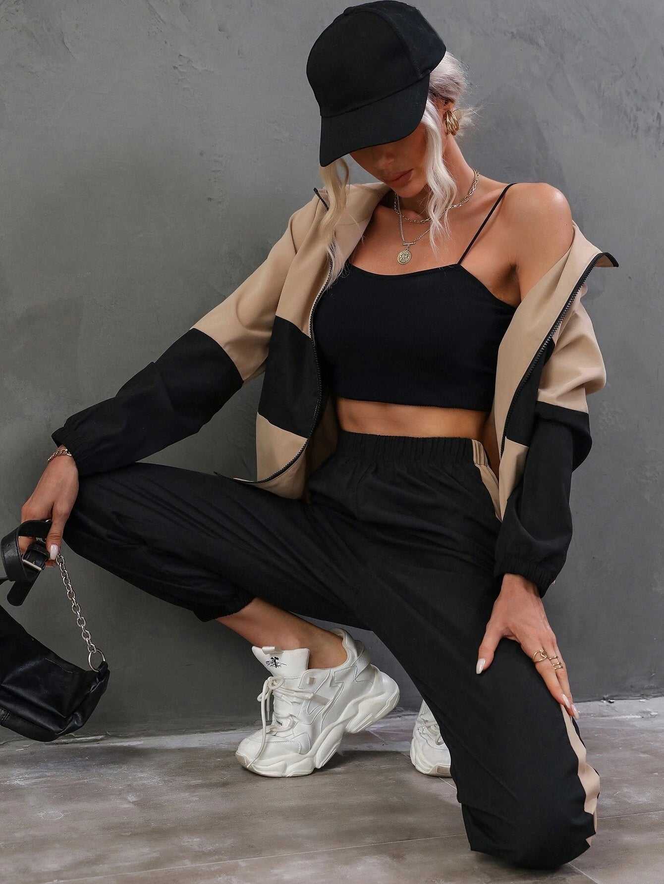  | SHEIN Essnce Two Tone Zip Up Hooded Jacket & Pants | Top and Pant Set | Shein | OneHub