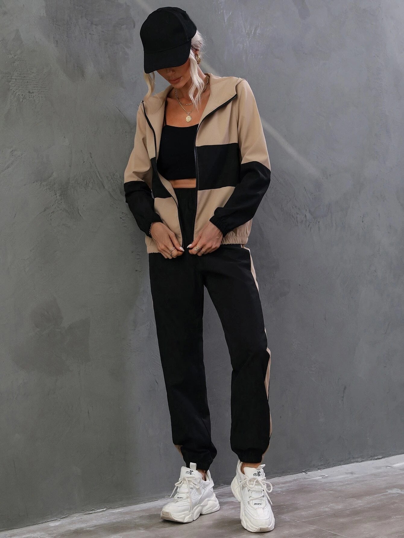  | SHEIN Essnce Two Tone Zip Up Hooded Jacket & Pants | Top and Pant Set | Shein | OneHub