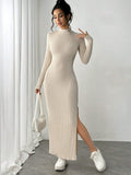  | SHEIN Essnce Women Long Side Slit High Neck Long Sleeve Dress | Dress | Shein | OneHub