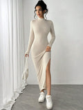  | SHEIN Essnce Women Long Side Slit High Neck Long Sleeve Dress | Dress | Shein | OneHub