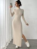  | SHEIN Essnce Women Long Side Slit High Neck Long Sleeve Dress | Dress | Shein | OneHub