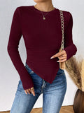SHEIN Essnce Women's Solid Color Asymmetric Hem T-shirt