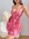SHEIN Floral Print With Bow Decor Camisole Nightgown Babydoll Bowknot