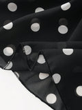 SHEIN Franclia Women's French Polka Dot V-Neck High-End Mesh Elegant Sleeveless Blouse, Fashionable Tie Strap Flutter Sleeve Chiffon Camisole Top
