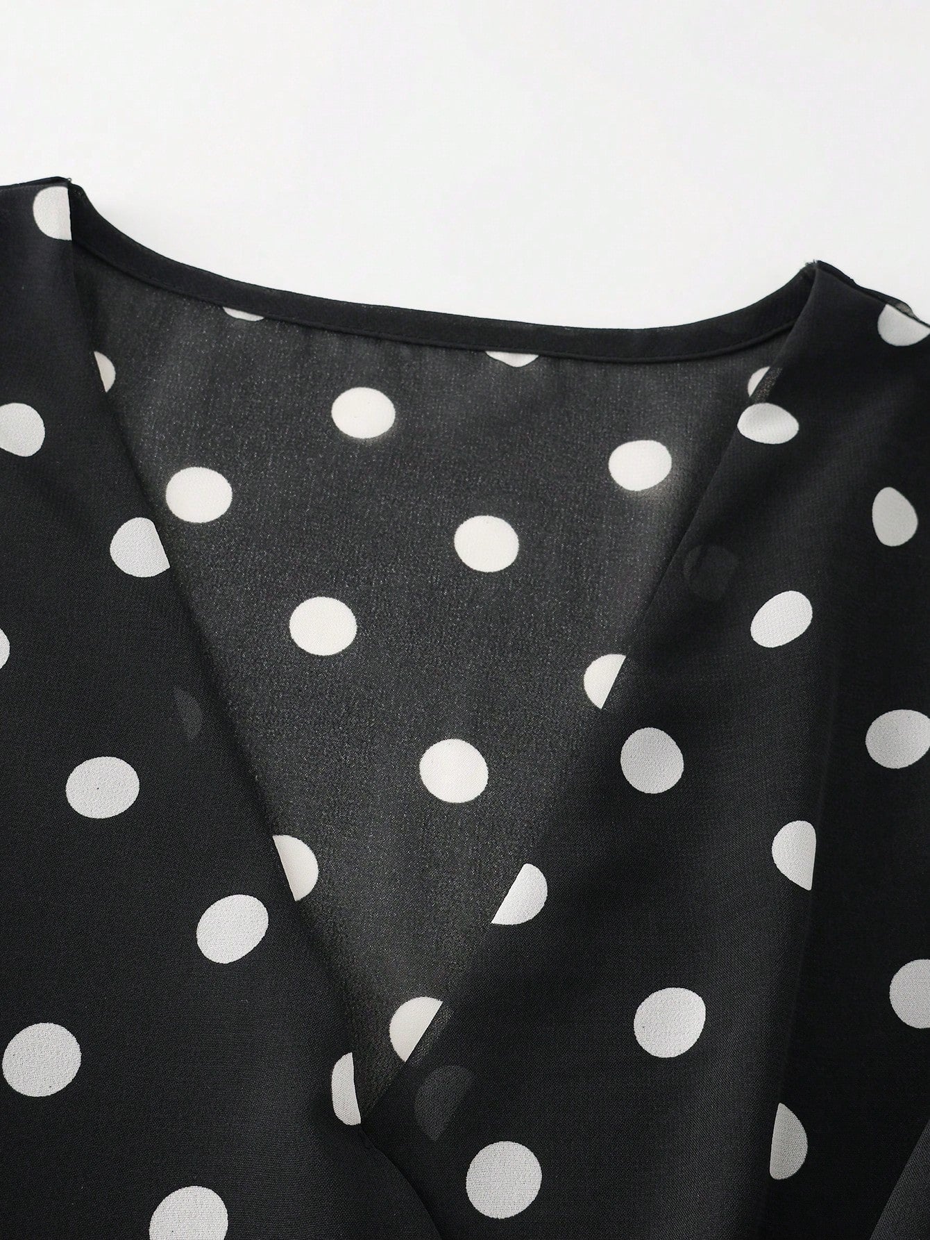 SHEIN Franclia Women's French Polka Dot V-Neck High-End Mesh Elegant Sleeveless Blouse, Fashionable Tie Strap Flutter Sleeve Chiffon Camisole Top