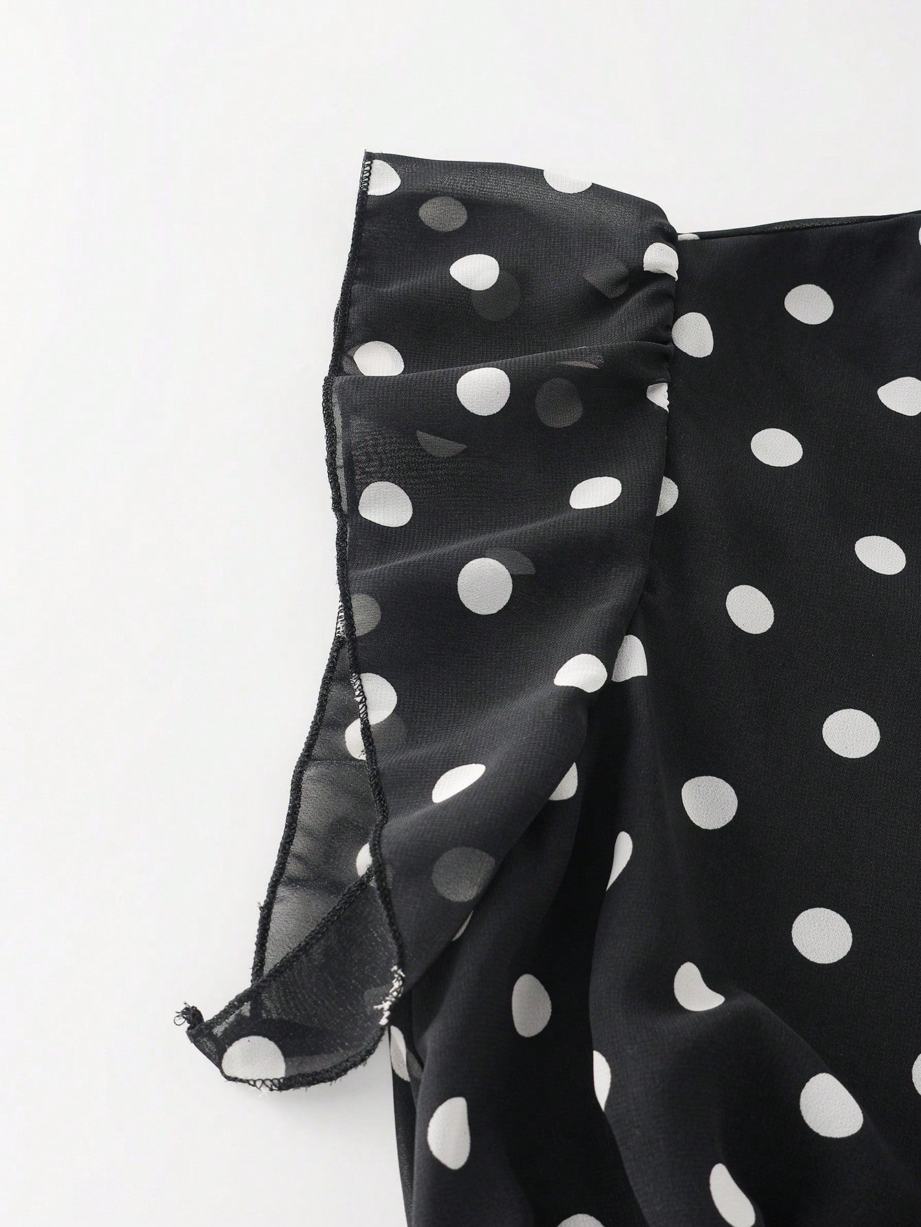 SHEIN Franclia Women's French Polka Dot V-Neck High-End Mesh Elegant Sleeveless Blouse, Fashionable Tie Strap Flutter Sleeve Chiffon Camisole Top