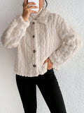 SHEIN Frenchy Drop Shoulder Button Front Teddy Jacket In Fall/Winter